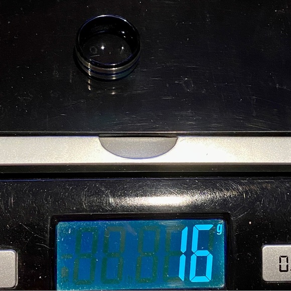 Tungsten Carbide Gunmetal Band Ring NEW! 10.5 Statement Minimalist Blue wedding - Picture 7 of 8